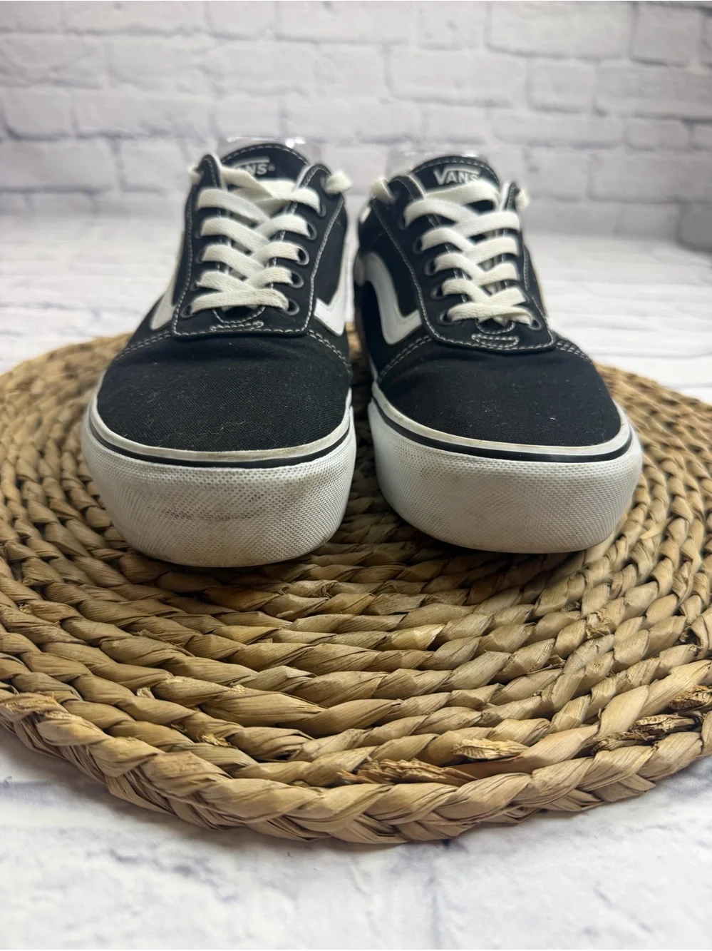 Vans Black and White Low-Top Skate Sneakers. Women’s Size 9.
